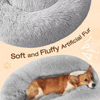 JOLLYVOGUE Dog & Cat Bed, Calming Anti-Anxiety Pet Bed for Small Dogs, Fluffy Donut Cushion for Small and Medium Pets (23")