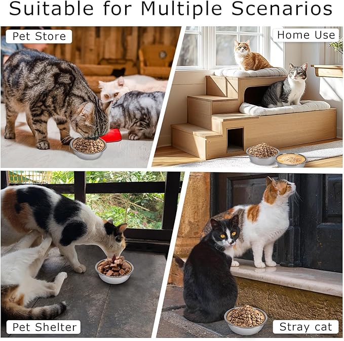 Disposable Cat Food Bowl Set (600 Pcs Small Paper Bowls + 4 Pcs Stainless Steel Pet Bowls) Dog Disposable Bowls Disposable Cat Plates for Wet Food Pet Food Bowl for Pet Feeding Station(Khaki Brown)