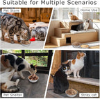 Disposable Cat Food Bowl Set (300 Pcs Small Paper Bowls + 2 Pcs Stainless Steel Pet Bowls) Dog Disposable Bowls Disposable Cat Plates for Wet Food Pet Food Bowl for Pet Feeding Station(Khaki Brown)