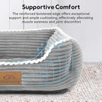 Cat Dog Bed for Pets, Rectangle Pet Bed Gift for Puppy and Kitten, Machine Washable Calming Fluffy Pet Couch Sofa for Indoor Outdoor, Portable Soft Cat Bed with Non-Slip Bottom (Small, Grey)