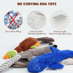 Nocciola 2-in-1 No Stuffing Crinkle Dog Toys with Soft and Durable Fabric, Holds Water Bottles, 2 Extra Long & 3 Regular Size Stuffless Squeaky Dog Toys for Small to Large Dog
