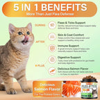 4-in-1 Flea Treatment for Cats Chewable, Natural Cat Flea and Tick Prevention Chewable Supplement for Skin & Coat | Immunity Support | Digestive | Flea & Tick Treatment for All Breeds & Sizes