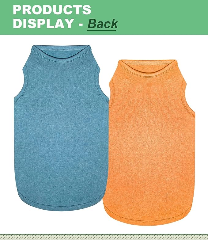 2 Pack Dog Shirts, Quick Dry Lightweight Dog T-Shirts Sleeveless Vest, Breathable Pet Clothes Tank Top for Large Medium Dogs, Mint Blue+Orange Yellow (XL)