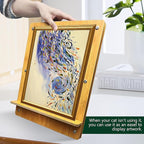 Cat Scratching Board, Easel-Shaped Corrugate Cat Scratcher for Indoor Cats, Cat Scratch Pad with Premium Scratch Textures Design, Cardboard Cat Scratcher with Double-Sided Usability (Oval)