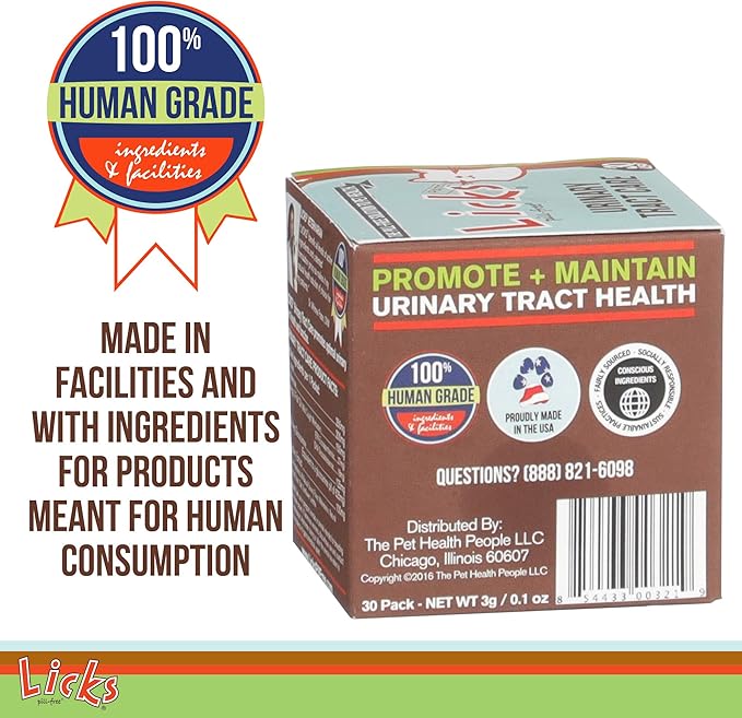 Licks Pill-Free Cat Urinary Tract Care - Cat UTI Care and Prevention Gel Packets - Urinary Tract Infection Supplement for Cats - Omega 3 Fish Oil and L-Lysine Supplement - Gel Packets - 30 Use