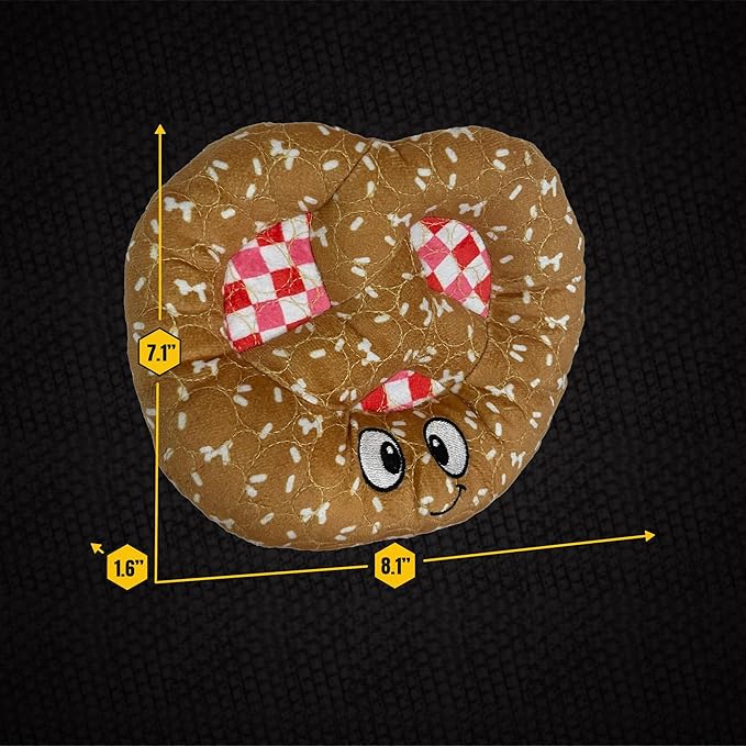 Bite Force Dog Toy - Pawsome Pretzel Squeaky Treat Dog Toy Kevlar-Reinforced for Aggressive Chewers- Brown.