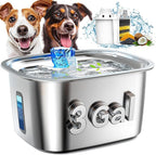 Dog Water Fountain for Large Dogs Stainless Steel, 3Gal Extra Large Dog Water Bowl Dispenser with 2 Filters & Visual Window, Automatic Filtered Pet Fountain Indoor, Quiet Safe Pump with LED Indicator