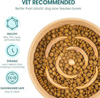 vancasso Slow Feeder Dog Bowl, 3 Cups Ceramic Slow Feeder for Large Breed, Puzzle Maze Dog Food Bowl for Fast Eater, Khaki