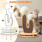 Cactus-Shaped Cat Scratching Post with Cat Scratcher, Interactive Toy Balls, Handmade with Natural Materials, Cute Cat Scratching Post, Easy-to-Clean Cat Furniture
