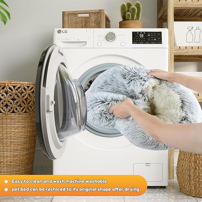 2-in-1 Dog Bed: Upgraded Aluminum Rim Support & Non Slip Bottom - Cozy Cave + Blanket for Large Medium Dogs Under 20 kg (44 lbs) | Plush Self-Heating for Border Collie, Labs