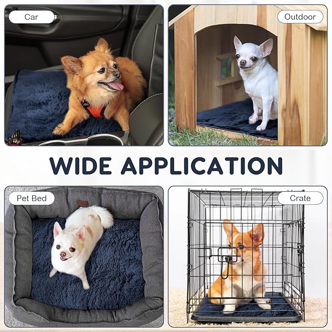 4 Pack Self Warming Cat Bed Pad Self Heating Cat Dog Mat with Fluffy Faux Fur Plush Cat Calming Bed Thermal Cat Mat Washable Pet Pad Anti Slip Bottom for Outdoor Indoor Pets 16" x 20"