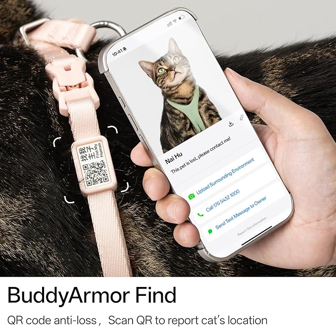 Escape Proof Cat Harness Anti-Choke Quick Release Adjustable QR Code Soft Nylon Durable Lightweight Figure 8 Cat Harness Anti Escape for Kitten Small Medium Large Cats (Linen, S)