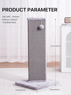 32.7" Tall Cat Scratching Post for Indoor Cats, Sisal Cat Scratcher Post with Hanging Ball
