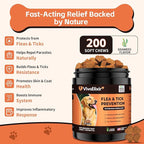 Flea and Tick Prevention for Dogs – 200 Soft Chews - Dog Flea and Tick Treatment & Oral Flea Pills – Skin & Coat Health - Made in USA - for Small, Medium, Large Dogs
