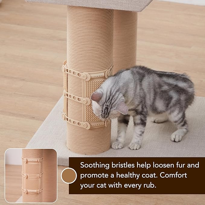 2Pcs PetPals Anywhere Cat Massager with Adjustable Bands and Soft Silicone Bristles, Fits Cat Trees, Furniture & More, Soothing, Easy-to-Clean Grooming Tool for Indoor Cats