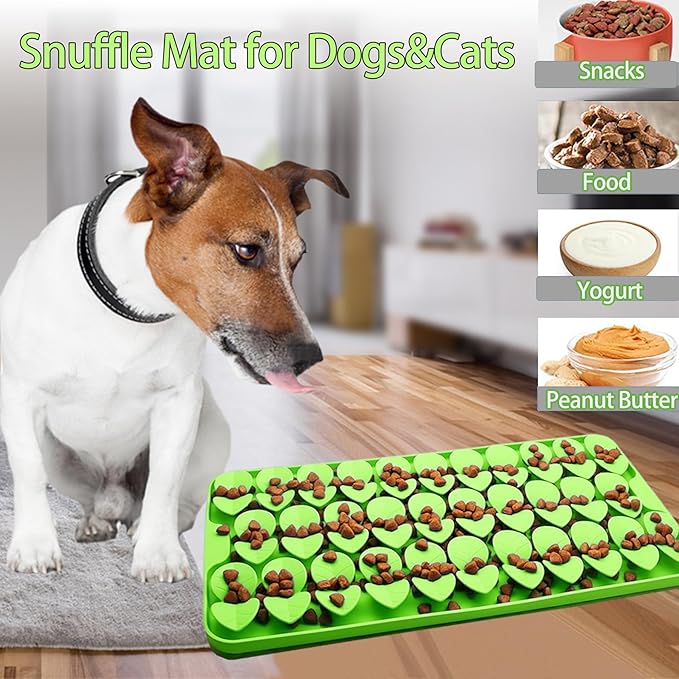 Medium Silicone Snuffle Mat for Small Medium Dogs Cats Slow Down Eating,Slow Feeder Lick Mat for Dry Wet Food for Pet Training Smell,Encourages Natural Foraging Skill,Relieving Stress (Green)