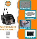 K&H Pet Products Enclosed Dog Cat Car Seat, Travel Safety Carrier for Pets, Dog Travel Car Seat, Soft-Sided Covered Cat Carrier, Washable Pad, Multiple Entrances, Mesh Windows - Small 17 X 16 X 15in