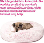 Friends Forever Donut Dog Bed Faux Fur Fluffy Calming Sofa For Small Dogs, Soft & Plush Anti Anxiety Pet Couch For Dogs, Machine Washable Coco Pet Bed with Non-Slip Bottom, 23"x23"x6" Pink