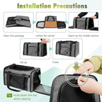 YUDODO 25 lbs Lightproof Soft Sided Pet Carrier for Large Cat & Small Dog Airline Approved Travel Puppy Carrier with Side Pockets & Reflective Mesh, Foldable Portable for Outdoor Car Grey Green