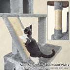 70" Cat Tree Tower for Indoor Cats, Multi-Level Cat Tower Condo with Sisal Scratching Post (Light Gray)