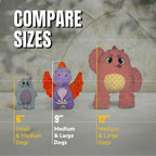 Bite Force - Durable & Strong Dog Toy Purple Dino with Squeaker, Kevlar-Reinforced for Aggressive chewers.