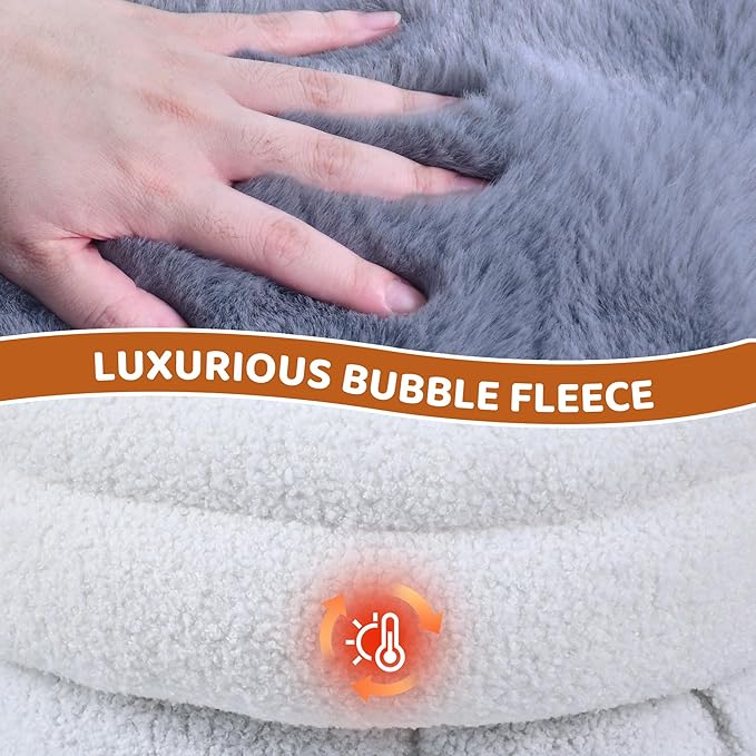 4 in 1 Self Warming Burrow Cat Bed, Pet Hideway Sleeping Cuddle Cave (Style2- Gray)