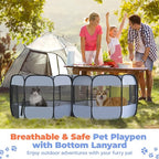 2-in-1 Dog Playpen, Pop Up Cat Puppy Pet Playpen, Indoor Outdoor Cats Enclosed, Cat Tent Crate Cage Kennel, Portable Playpen for Kitten and Small Animals(No Divider, Unified Space)
