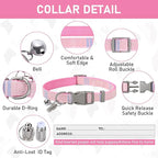GAMUDA Small Dog Harness Collar and Leash Set, Step in No Chock No Pull Soft Mesh Adjustable Dog Vest Harnesses Plaid Reflective for Dogs Puppy Cats Kitten Rabbit (Pink, L)