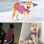 cyeollo 2 Pack Dog Sweaters Fleece Sweatshirt Stretchable Reflective Pet Sweater Dog Clothes for Small Puppy Dogs Girl Cats Size S Pink & Grey