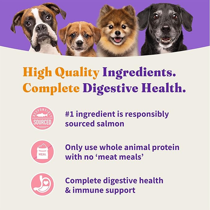Halo Holistic Dog Food Wild Caught Salmon & Whitefish Formula, Healthy Grains Dry Dog Food, Complete Digestive Health, Kibble for Adult Dogs, 21 lb Bag