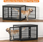 42 Inch Heavy Duty Dog Crate Furniture for Large and Medium Dogs, Decorative Pet House End Table, Wooden Cage Kennel Furniture Indoor, Gray