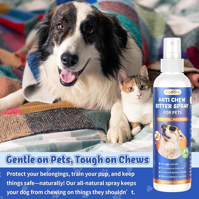 2PCS Bitter Apple Spray for Dogs to Stop Chewing, No Chew Spray for Dogs & Cats Protect Furniture Shoes Belongings, Dog Deterrent Training Aids Spray Natural No Alcohol & Trace