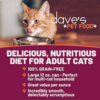 Dave's Pet Food Grain Free Wet Cat Food Pate (Beef & Chicken), Made in USA Naturally Healthy Canned, 12.5 oz Cans (12 Pack)