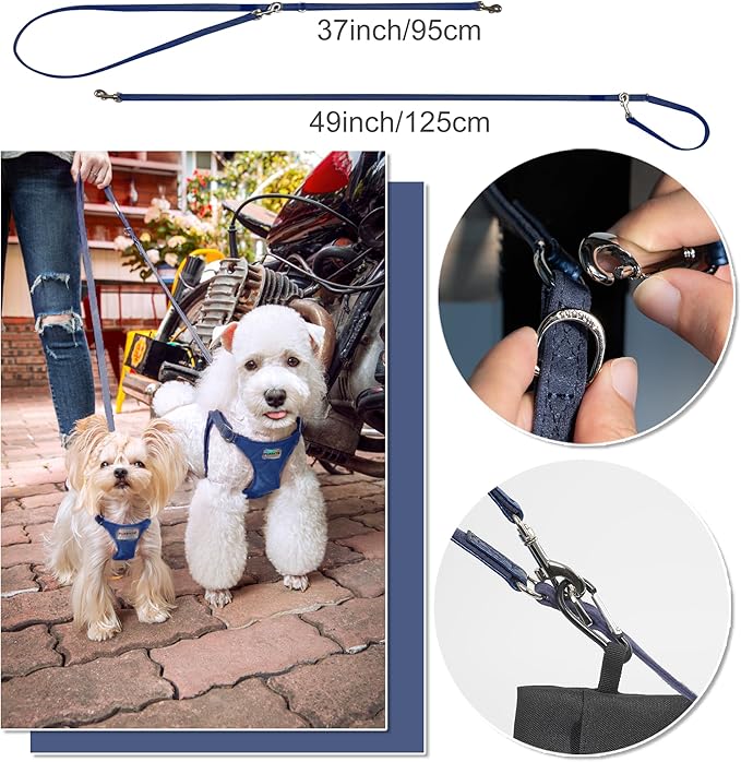 Puppytie No Pull Small Dog Harness with Multifunction Dog Leash,Lightweight Soft Adjustable No Choke Escape Proof Pet Harness Vest Pet Harness Vest,Glossy Sapphire Blue,S