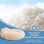 Round Dog Bed for Medium Dogs & Cats -Washable Dount Cute Cat Bed for Indoor Cats, Orthopedic Sherpa Fleece Soft Cozy Calming Pet Bed with Removable Zipper Cover (Khaki Check, (30x30x8inches))