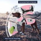 IECOii Dog Winter Jacket for Small Dogs, Waterproof Dog Coat with Harness Built in, Windproof Reflective Zip Up Fleece Jacket for Dogs, Puppy Thermal Warm Snowsuit for Cold Weather, Pink, S
