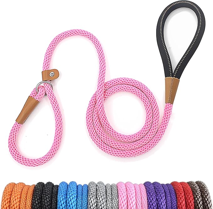 lynxking 8 FT Dog Leash Slip Lead 2 Pack Strong Heavy Duty Braided Dog Training Leash No Pull Training Lead Leashes for Medium Large and Small Dogs
