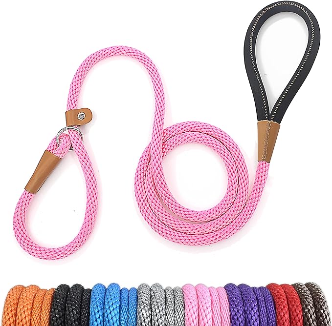 lynxking Dog Leash Slip Lead 5 6 8 FT Dog Training Leash Strong Heavy Duty Braided No Pull Training Lead Leashes for Small Medium Large Dogs