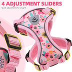 PUPTECK Cat Harness and Leash Set Escape Proof Reflective Cat Walking Harness Adjustable Soft Breathable Mesh Vest for Small Pets, Pink Flowers, S