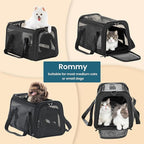 Petsfit Airline Approved Dog Carrier Cat Carrier, Soft-Sided Collapsible Pet Carrier for Travel, 3 Carrying Ways, Lightweight and Ventilation on 5 Sides, Escape Proof, with Soft Fleece Pad