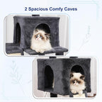 Cat Tree for Indoor Cats, 71'' (180cm) Multi-Level Cat Tower for Large Adult, Sturdy Cat Tree House with 2 Scratching Boards 7 Posts, 2 Plush Perches/Condos, Hammock, Smoky Gray GCT032G