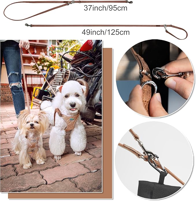 Puppytie No Pull xs Dog Harness with Multifunction Dog Leash,Soft Adjustable No Choke Escape Proof Pet Harness Vest,Glossy Oat Brown,XXS