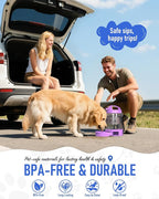 77oz Dog Travel Water Bottle, Large Portable Dog Water Bowl Dispenser, Leakproof Pet Drinking Bottle Dispenser for Hiking Camping Walking Travelling Beach Car Trips, No Spill, BPA Free,Purple