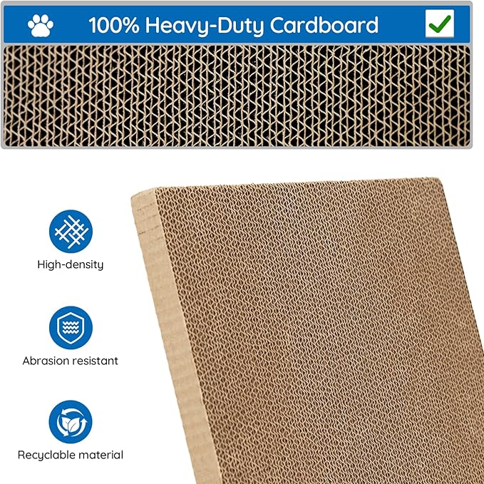 Cardboard Cat Scratcher Box with Extra-Large Double-Sided Sturdy Cat Scratching Board and Refillable Cat Scratch Pad, Hide, Scratch and Sleep, Easy to Clean and Assemble- EGPETS Cat Scratch Box Blue