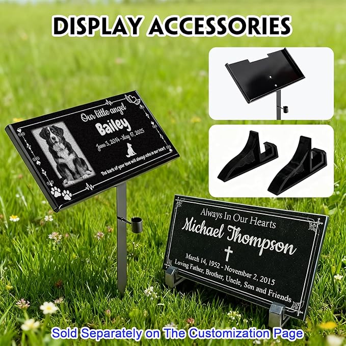 HDSD Memorial Stone Plaque Personalized Granite Grave Marker for Dogs Cats & Loved Ones Laser Engraved Headstone Indoor Outdoor 8×4 or 12×6 Inches