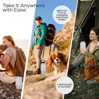 Insulated 32oz Stainless Steel Dog Water Bottle with Food & Water Bowls, Leak-Proof Pet Travel Dispenser for Dogs, Portable for Hiking, Walking, Outdoor