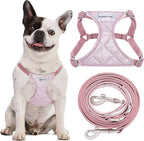 Puppytie No Pull Dog Harness with Multifunction Dog Leash,Soft Adjustable No Choke Escape Proof Pet Harness Vest for Medium Dogs,Glossy Pink,M