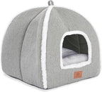 Cat Bed for Indoor Cats - Cat Cave Bed Cat House Cat Tent with Removable Washable Cushioned Pillow, Soft and Self Warming Kitten beds,Cat Beds & Furniture （Large Grey）