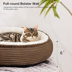 Love's cabin Round Donut Cat and Dog Cushion Bed, 20in Pet Bed for Cats or Small Dogs, Anti-Slip & Water-Resistant Bottom, Super Soft Durable Fabric Pet beds, Washable Luxury Cat Dog Bed Brown Stripe