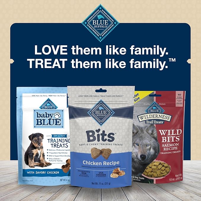 Blue Buffalo Bits Soft Dog Treats for Training, Made With Natural Ingredients & Enhanced with DHA, Chicken Recipe, 4-oz Bag